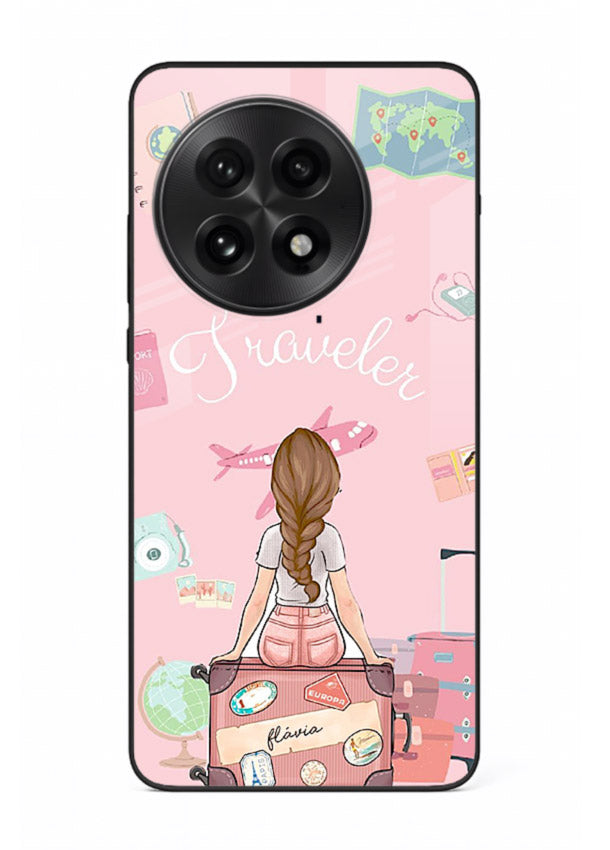 Cute Traveler Illustration pastel artwork OnePlus 13 glass back cover