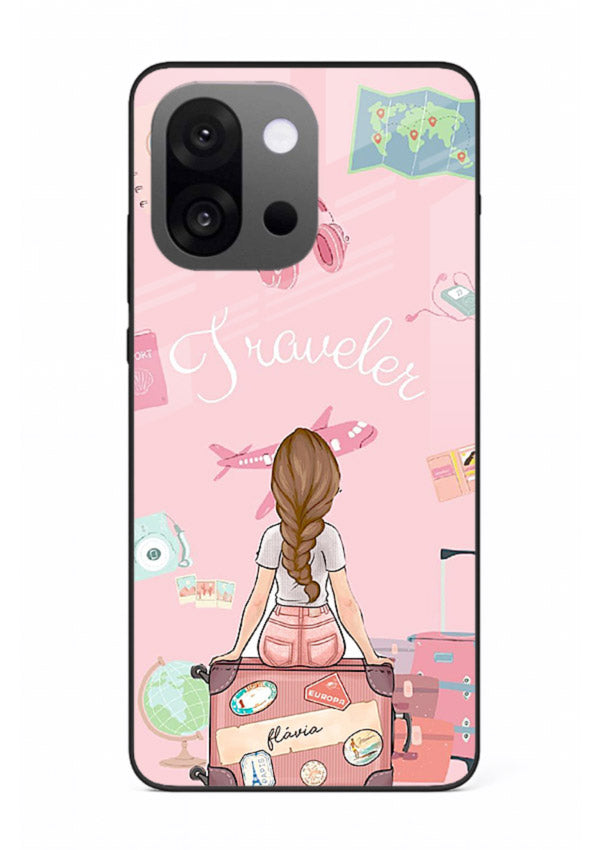 Cute Traveler Illustration pastel artwork OnePlus 13s glass back cover