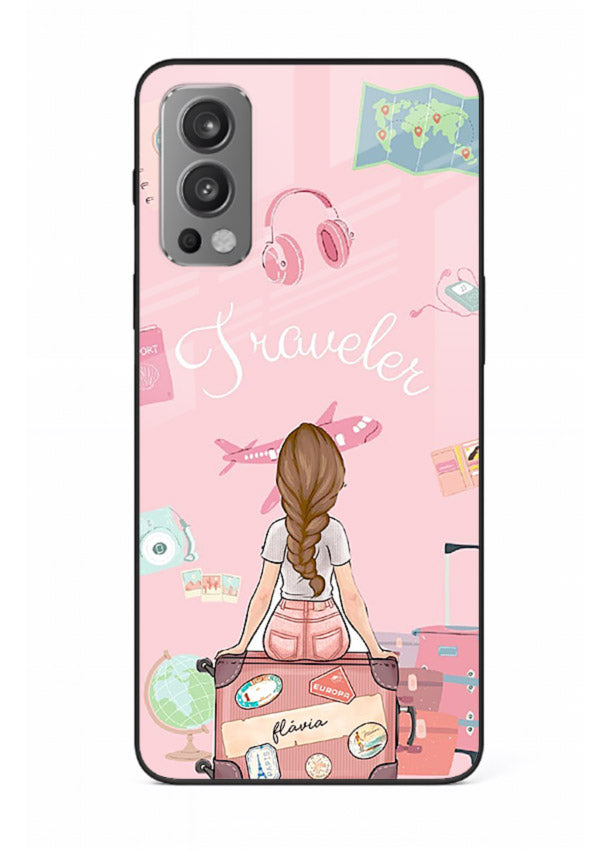 Cute Traveler Illustration pastel artwork OnePlus Nord 2 glass back cover