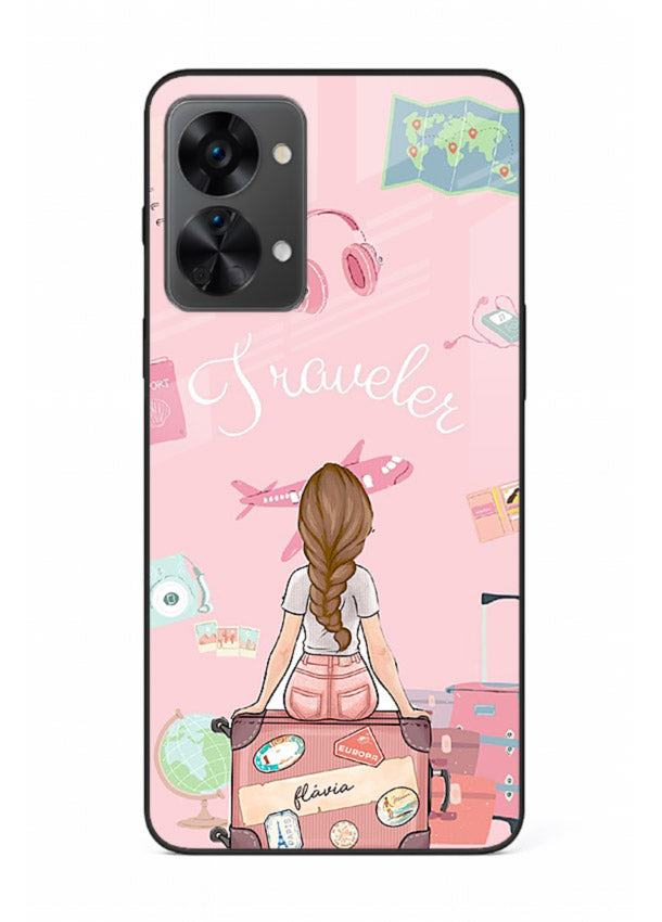 Cute Traveler Illustration pastel artwork OnePlus Nord 2T glass back cover