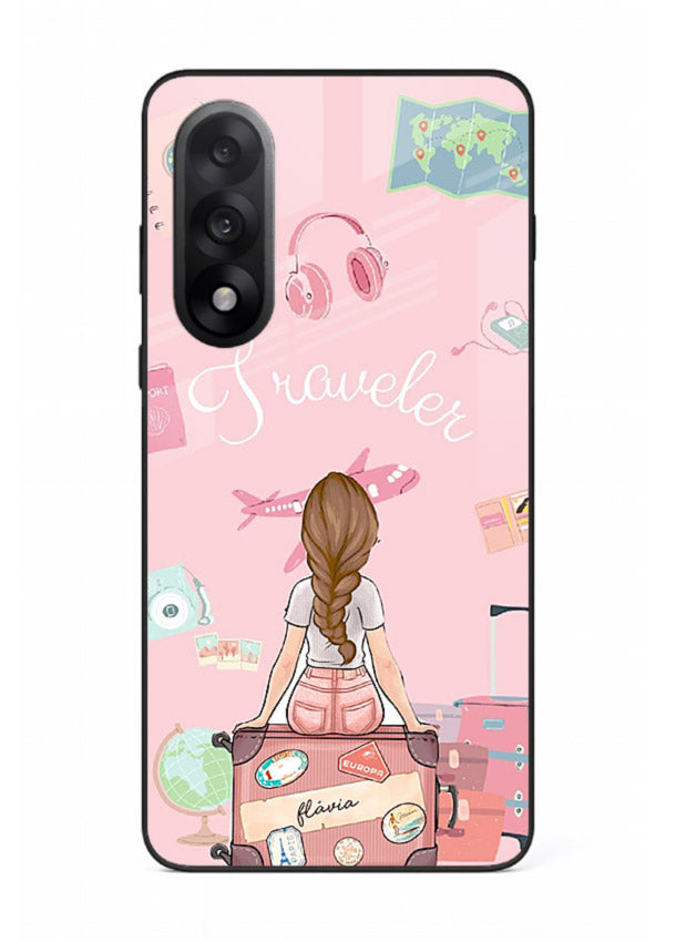 Cute Traveler Illustration pastel artwork OnePlus Nord 5 glass back cover
