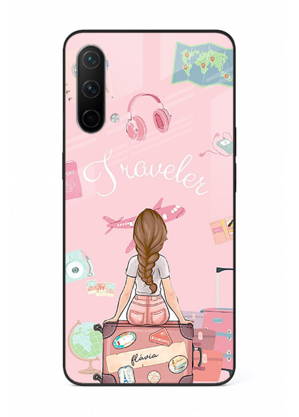 Cute Traveler Illustration pastel artwork OnePlus Nord CE 5G glass back cover