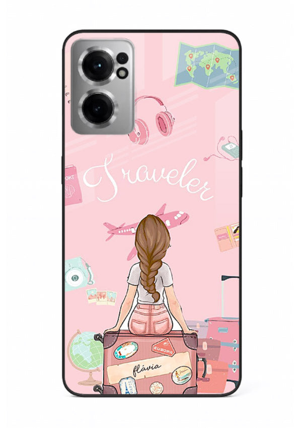 Cute Traveler Illustration pastel artwork OnePlus Nord CE2 5G glass back cover