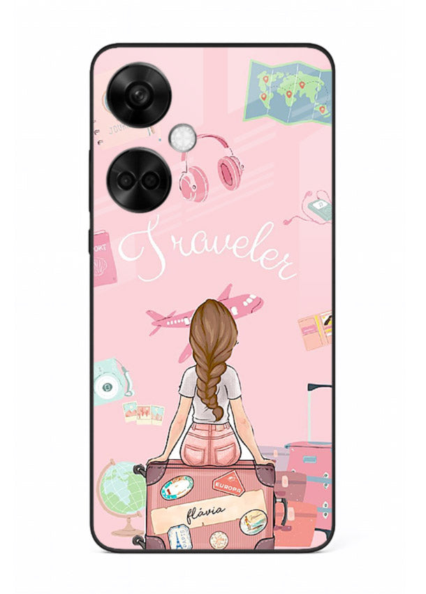 Cute Traveler Illustration pastel artwork OnePlus Nord CE3 glass back cover