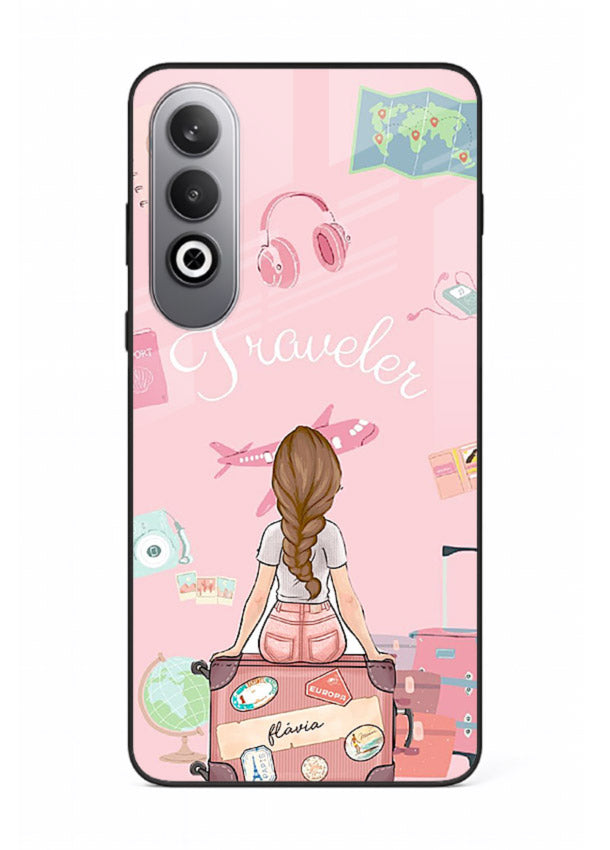 Cute Traveler Illustration pastel artwork OnePlus Nord CE4 glass back cover