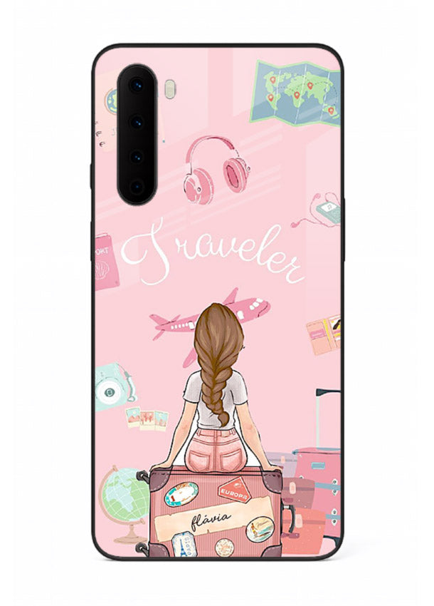 Cute Traveler Illustration pastel artwork OnePlus Nord glass back cover
