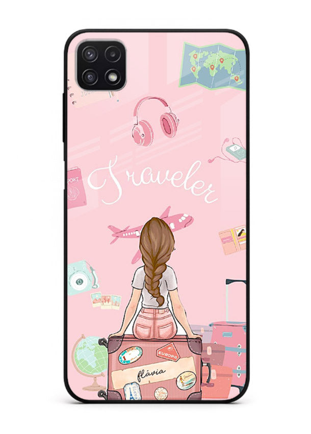 Cute Traveler Illustration pastel artwork Samsung F42 5G glass back cover