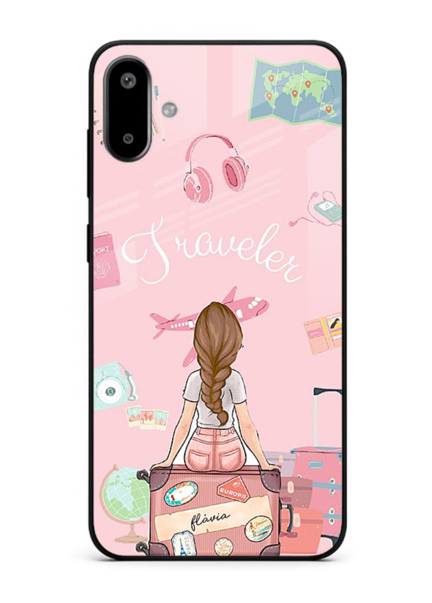 Cute Traveler Illustration pastel artwork Samsung F06 5G glass back cover