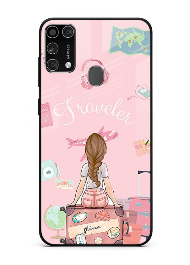 Cute Traveler Illustration pastel artwork Samsung M31 Prime glass back cover