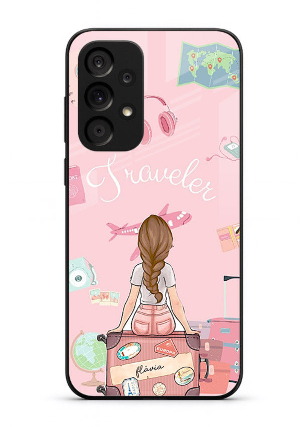 Cute Traveler Illustration pastel artwork Samsung A33 5G glass back cover