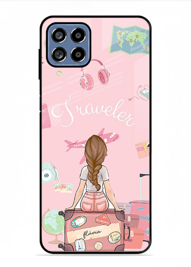 Cute Traveler Illustration pastel artwork Samsung F62 glass back cover