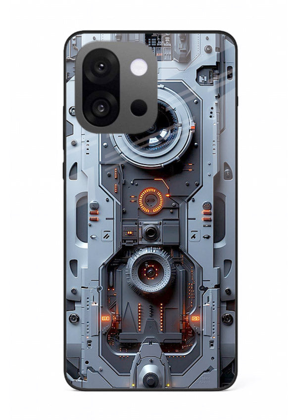 Futuristic metallic mechanical panel with lens elements for OnePlus 13s Back Cover