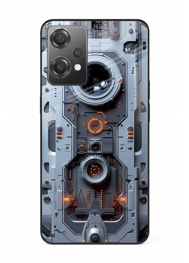Futuristic metallic mechanical panel with lens elements for OnePlus Nord CE2 Lite 5G Back Cover