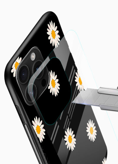 Daisy Flower Pop cheerful daisy pattern glossy vibrant premium glass back cover - Angle Blade