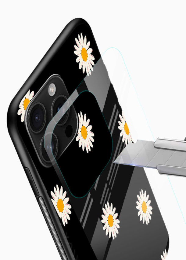 Daisy Flower Pop cheerful daisy pattern glossy vibrant premium glass back cover - Angle Blade