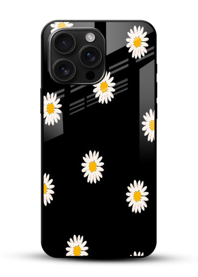Daisy Flower Pop cheerful daisy pattern glossy vibrant premium glass back cover - Angle Front