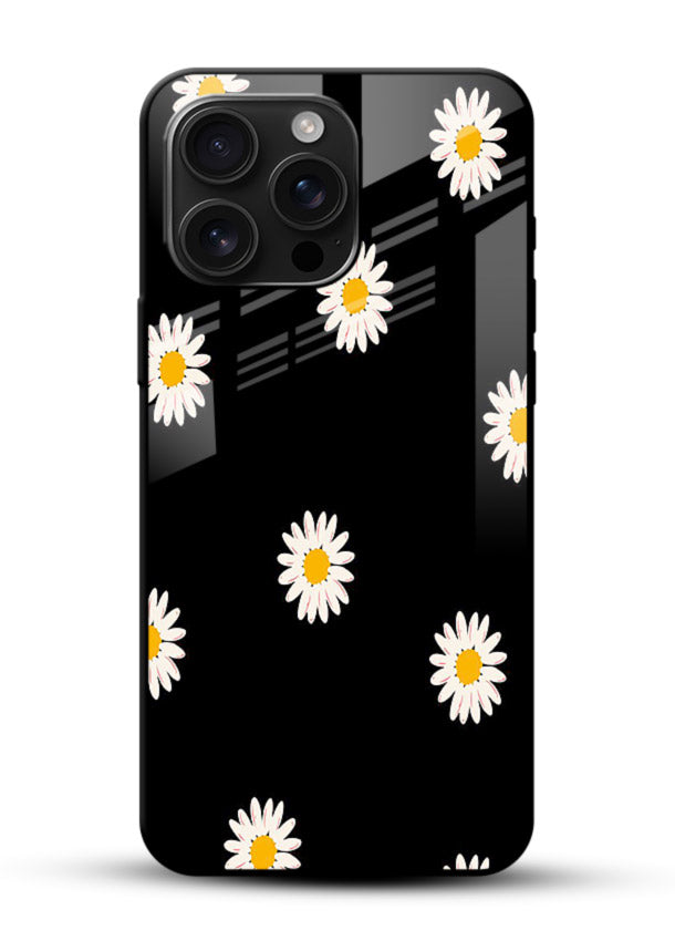 Daisy Flower Pop cheerful daisy pattern glossy vibrant premium glass back cover - Angle Front