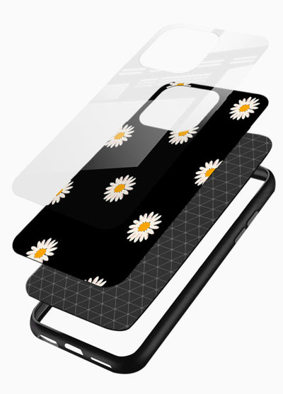 Daisy Flower Pop cheerful daisy pattern glossy vibrant premium glass back cover - Angle Layers