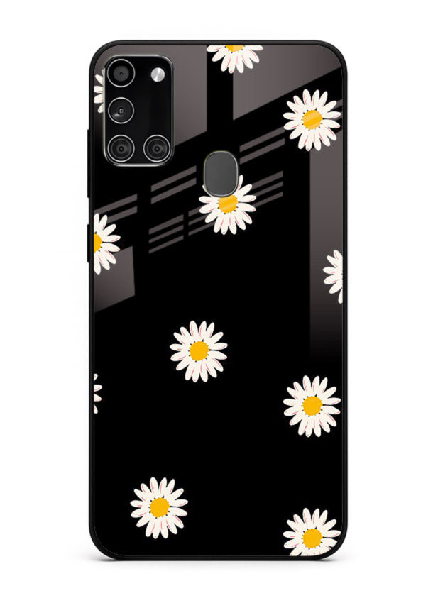 Daisy Flower Pop cheerful daisy pattern Samsung A21s glass back cover