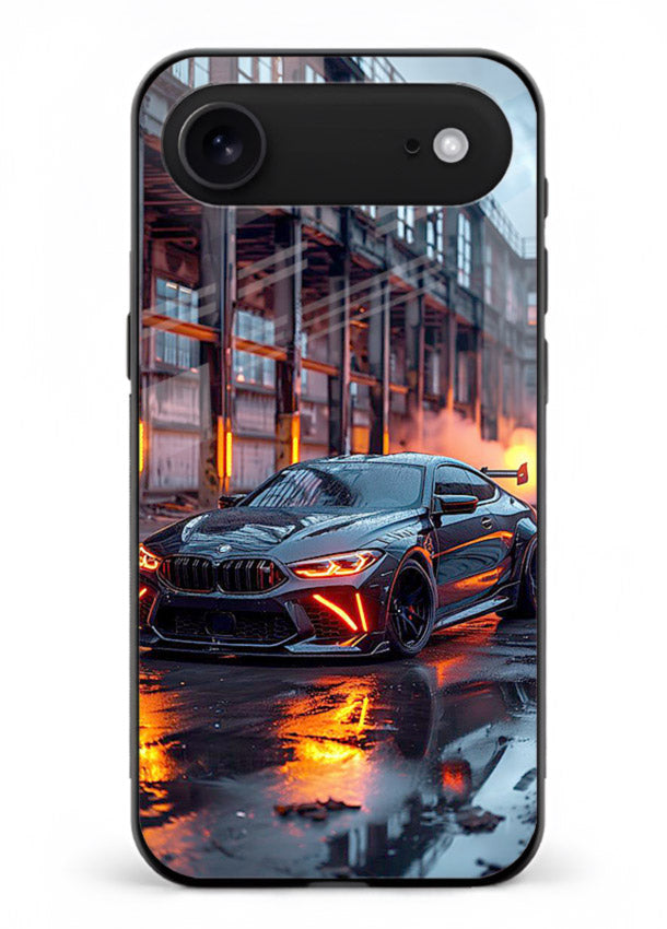 Detailed engine artwork printed on tempered glass iPhone 18 Air back cover