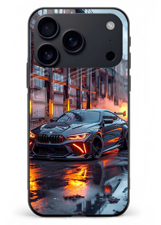 Detailed engine artwork printed on tempered glass iPhone 18 Pro Max back cover