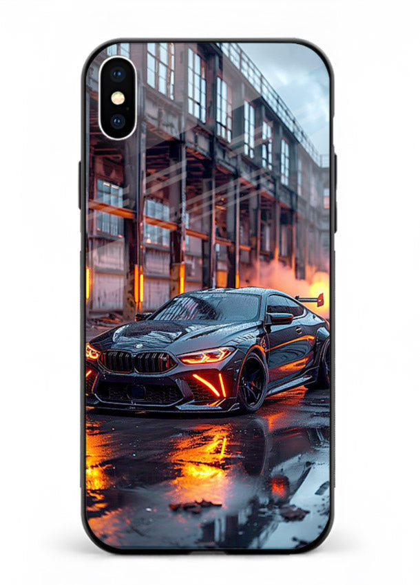Detailed engine artwork printed on tempered glass iPhone XS Max back cover