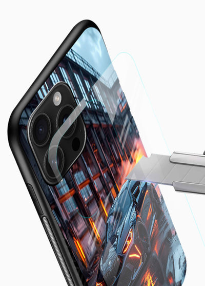 Detailed engine artwork printed on tempered glass mobile back cover - 4