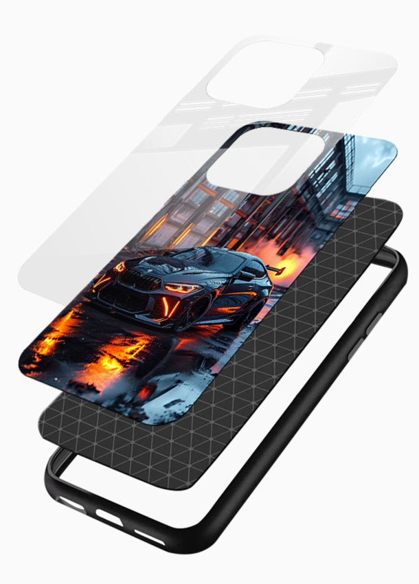 Detailed engine artwork printed on tempered glass mobile back cover - 3