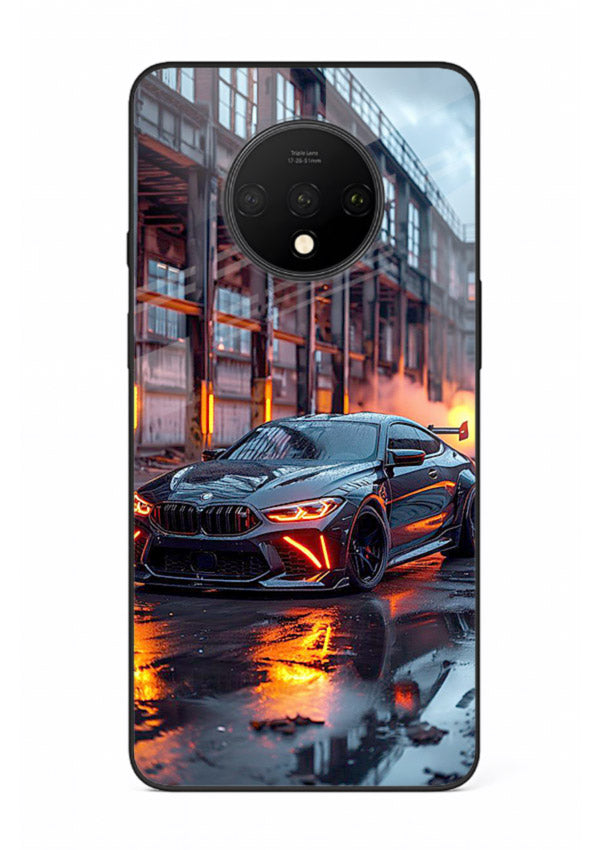 Detailed engine artwork printed on tempered glass OnePlus 7T back cover