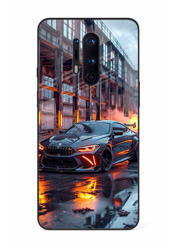 Detailed engine artwork printed on tempered glass OnePlus 8 Pro back cover