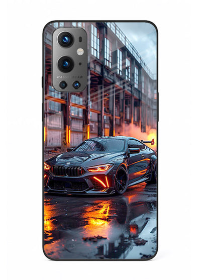 Detailed engine artwork printed on tempered glass OnePlus 9 back cover