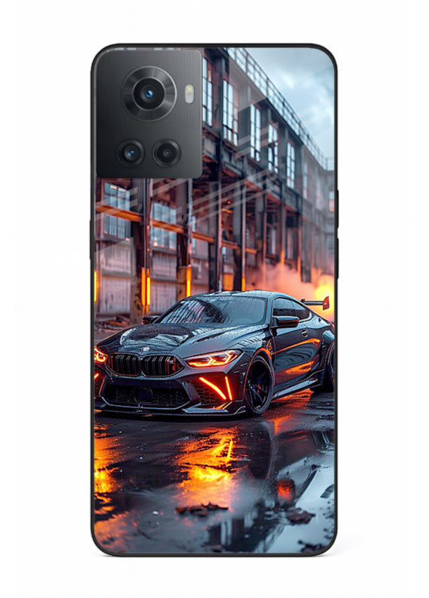 Detailed engine artwork printed on tempered glass OnePlus 10R back cover