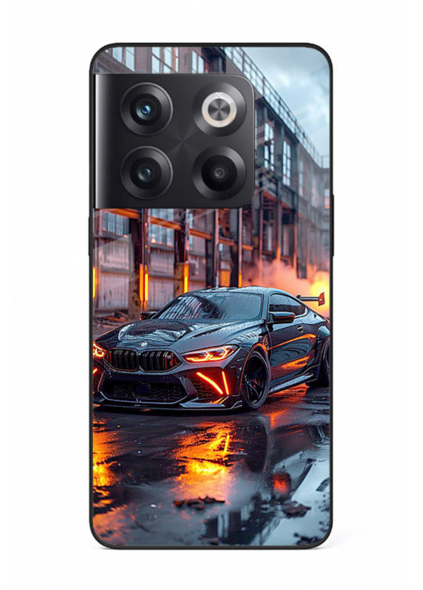 Detailed engine artwork printed on tempered glass OnePlus 10T back cover
