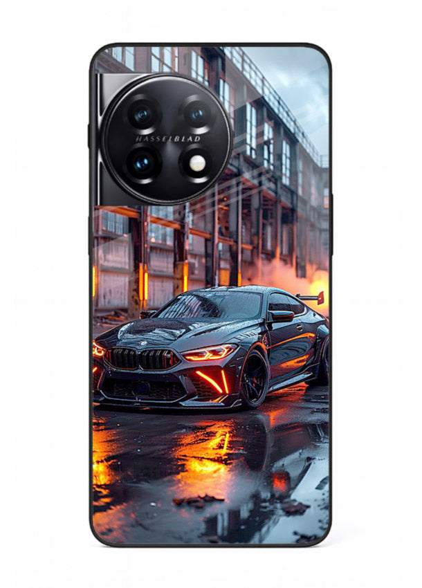 Detailed engine artwork printed on tempered glass OnePlus 11 back cover