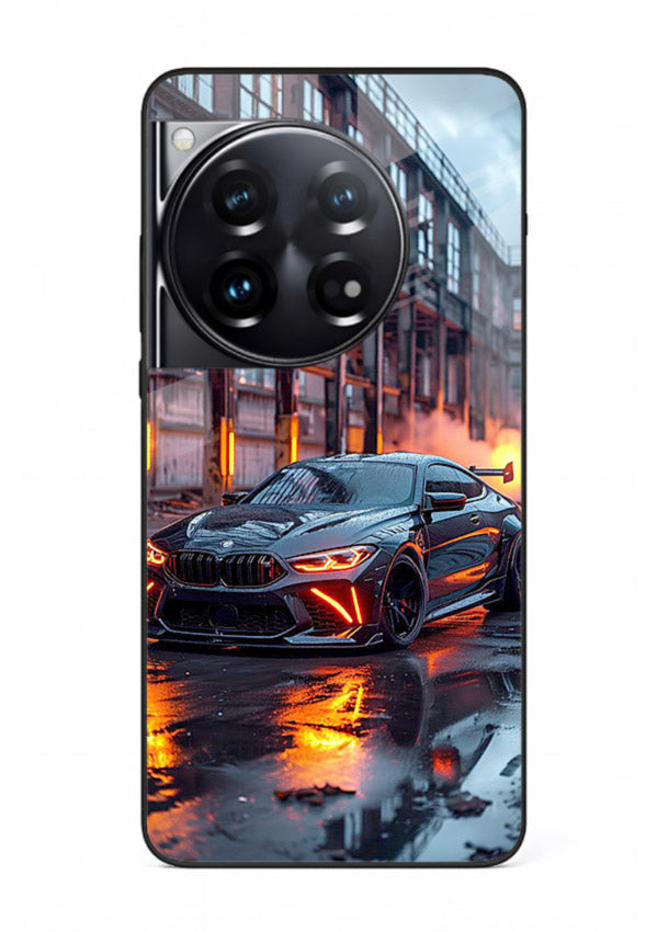 Detailed engine artwork printed on tempered glass OnePlus 12 back cover