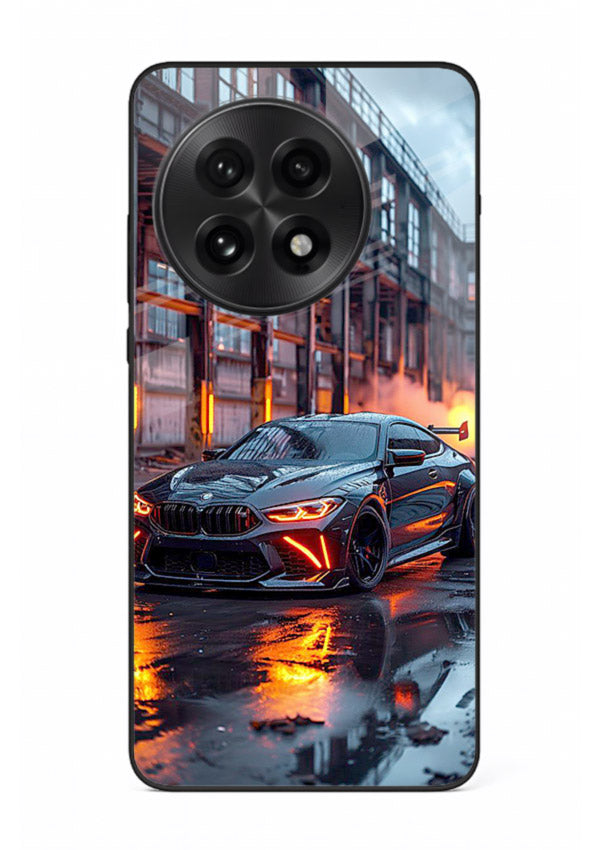 Detailed engine artwork printed on tempered glass OnePlus 13R back cover