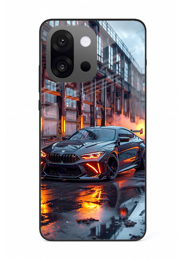 Detailed engine artwork printed on tempered glass OnePlus 13s back cover