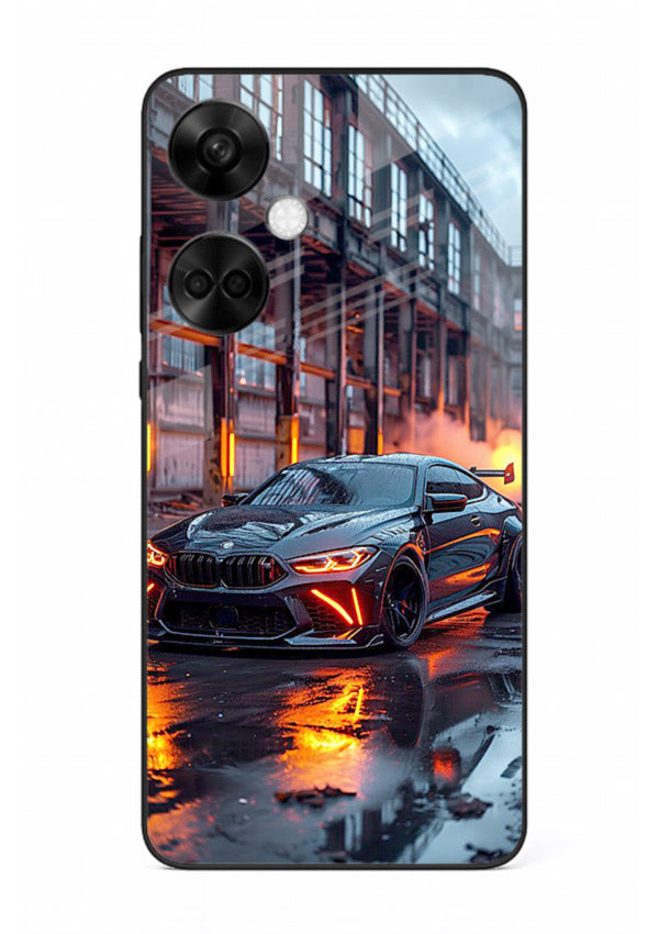 Detailed engine artwork printed on tempered glass OnePlus Nord CE3 back cover