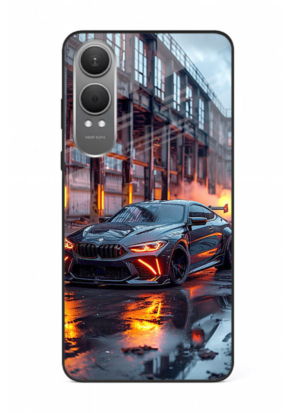 Detailed engine artwork printed on tempered glass OnePlus Nord CE4 Lite back cover