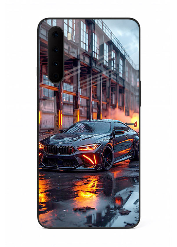 Detailed engine artwork printed on tempered glass OnePlus Nord back cover