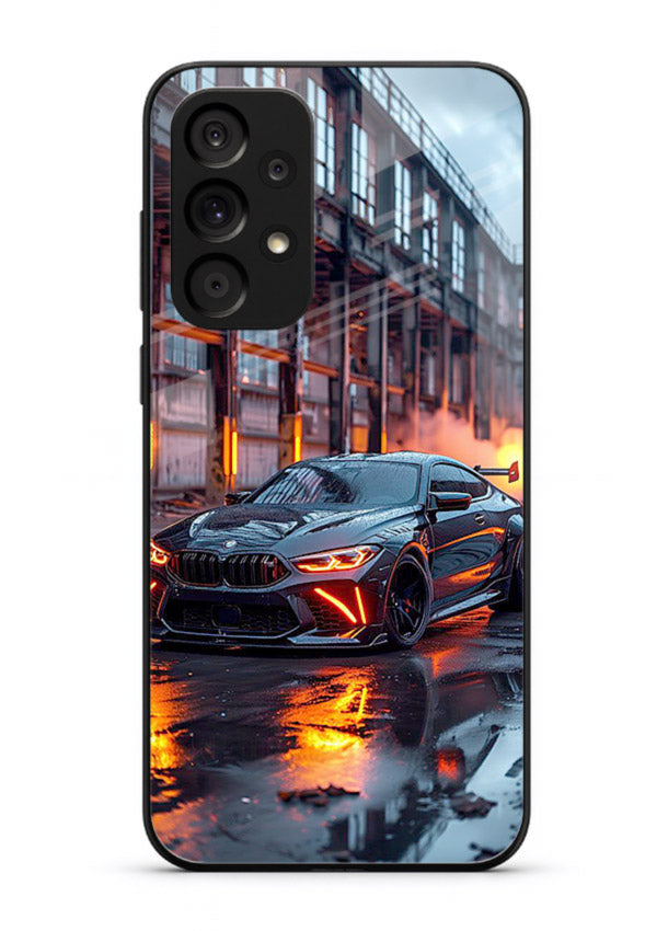 Detailed engine artwork printed on tempered glass Samsung A73 5G back cover