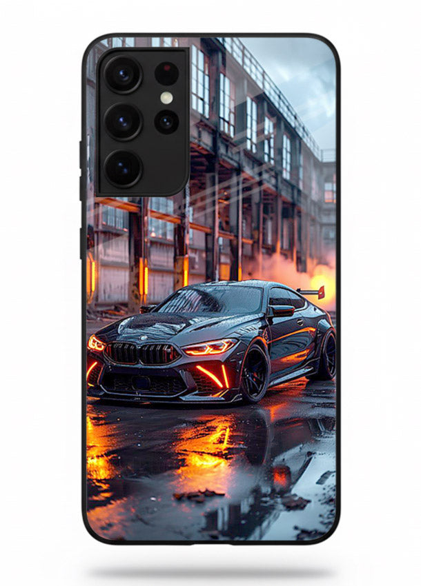 Detailed engine artwork printed on tempered glass Samsung S21 Ultra back cover