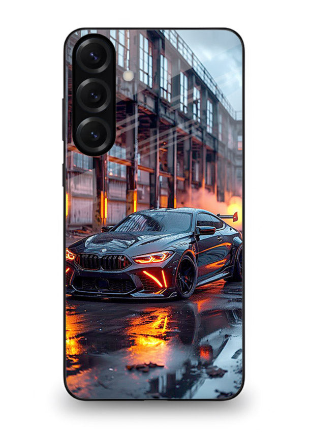 Detailed engine artwork printed on tempered glass Samsung A16 5G back cover