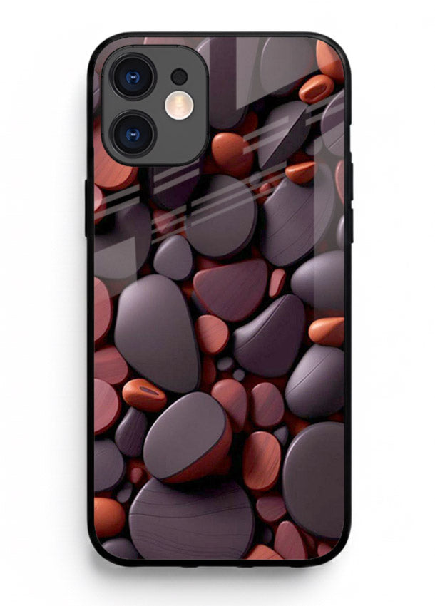 Dark Stone Pebbles stone pebble pattern iphone 12 mini glass back cover
