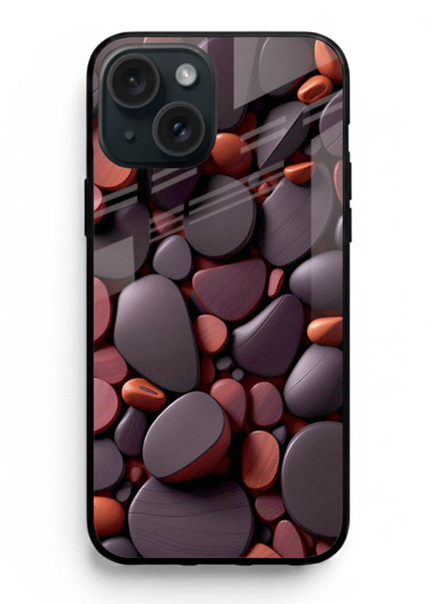 Dark Stone Pebbles stone pebble pattern iphone 15 plus glass back cover