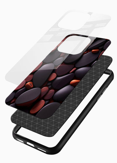 Dark Stone Pebbles stone pebble pattern glossy vibrant premium glass back cover - Angle Layers