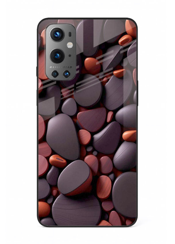 Dark Stone Pebbles stone pebble pattern OnePlus 9 glass back cover