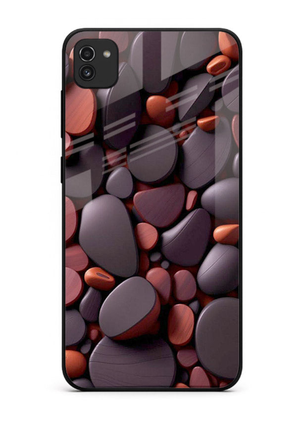 Dark Stone Pebbles stone pebble pattern Samsung A03 glass back cover