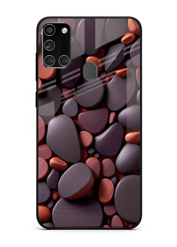 Dark Stone Pebbles stone pebble pattern Samsung A21s glass back cover