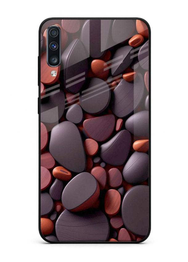 Dark Stone Pebbles stone pebble pattern Samsung A70 glass back cover